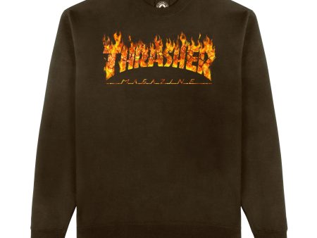 THRASHER INFERNO CREWNECK DARK CHOCOLATE Online Sale