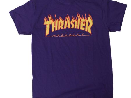 THRASHER FLAME LOGO T-SHIRT PURPLE   FLAME For Discount