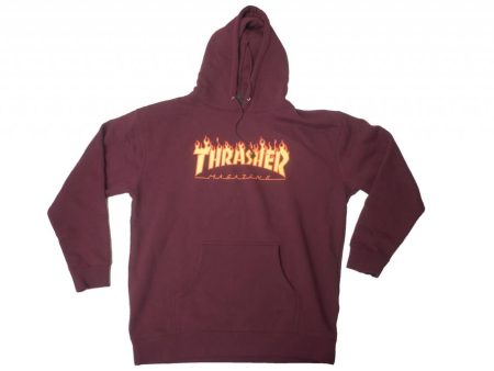 THRASHER FLAME LOGO HOODIE BURGUNDY Sale