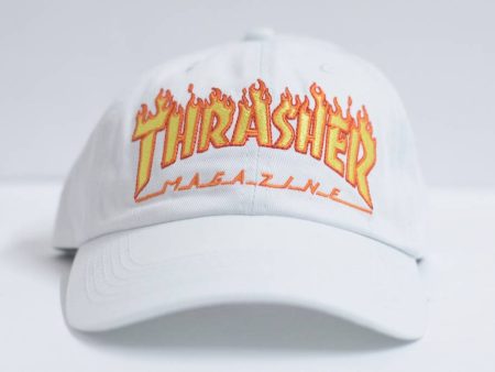 THRASHER FLAME LOGO DAD HAT WHITE Fashion