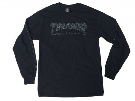 THRASHER WEB LOGO LONG SLEEVE T-SHIRT BLACK For Cheap