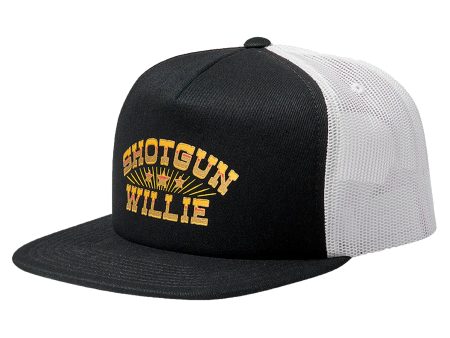 BRIXTON WILLIE NELSON SHOTGUN TRUCKER HAT BLACK   WHITE Fashion