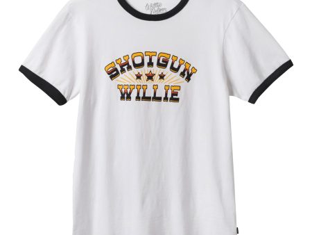 BRIXTON WILLIE NELSON SHOTGUN RINGER TEE WHITE For Discount