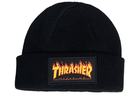 THRASHER FLAME LOGO BEANIE BLACK Online now