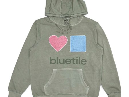 BLUETILE CHENILLE HEART & SQUARE HOODIE SAGE Supply