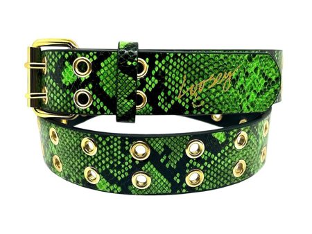 LOOSEY SNAKE SKIN GROMMET GREEN on Sale