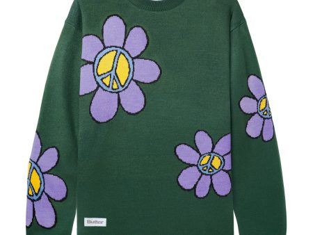 BUTTER GOODS FLOWER KNIT SWEATER SAGE For Discount