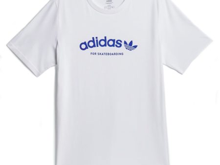 ADIDAS SKATEBOARDING 4.0 ARCHED LOGO TEE WHITE ROYAL BLUE on Sale