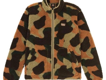 DICKIES RELAXED FIT HIGH PILE CAMO FLEECE IMPERIAL GREEN For Sale