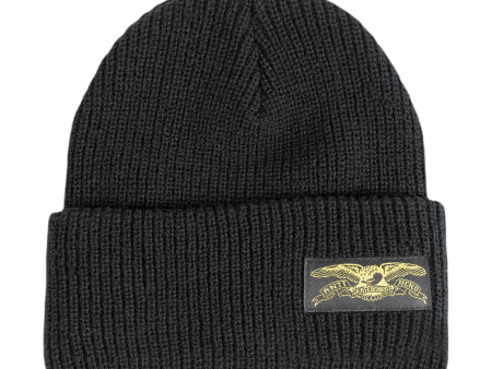 ANTIHERO STOCK EAGLE LABEL BEANIE BLACK YELLOW Online Sale