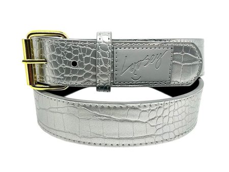 LOOSEY CROC SKIN BELT SILVER on Sale