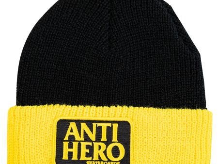 ANTI HERO RESERVE PATCH BEANIE BLACK YELLOW Online Hot Sale