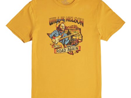 BRIXTON WILLIE NELSON AGAIN ROAD TEE TEXAS YELLOW For Cheap