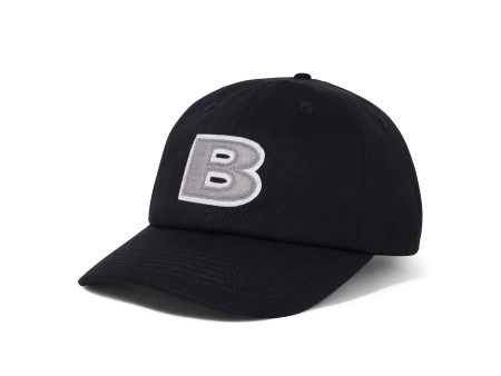 BUTTER GOODS B LOGO 6 PANEL HAT BLACK Hot on Sale