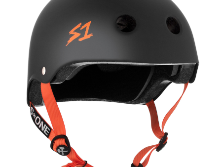 S1 LIFER BLACK MATTE ORANGE STRAP HELMET Discount