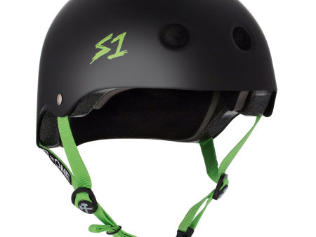 S1 LIFER BLACK MATTE BRIGHT GREEN STRAP HELMET Online