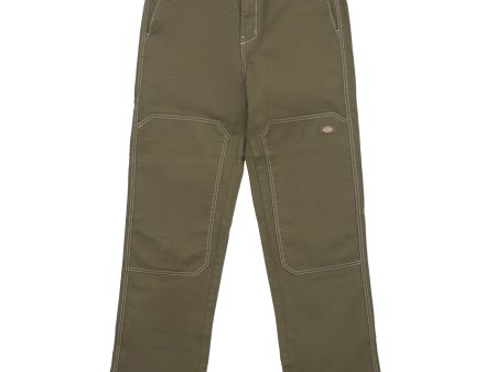 DICKIES FLORALA DOUBLE KNEE TWILL PANT MILITARY GREEN Sale